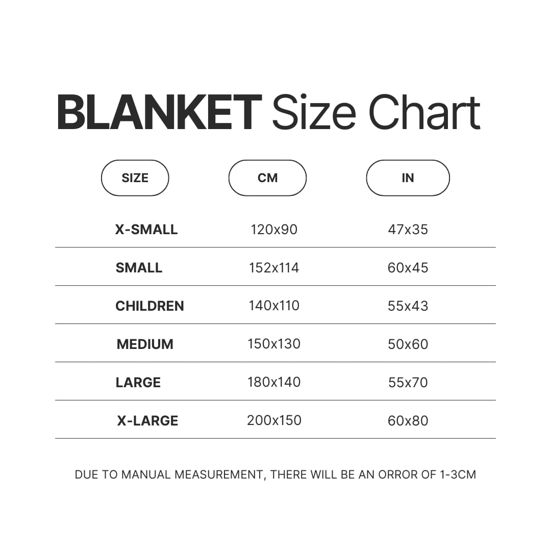 Blanket Size Chart - Naruto UK Shop