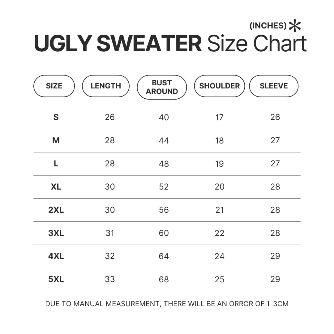 Ugly Sweater Size Chart - Naruto UK Shop