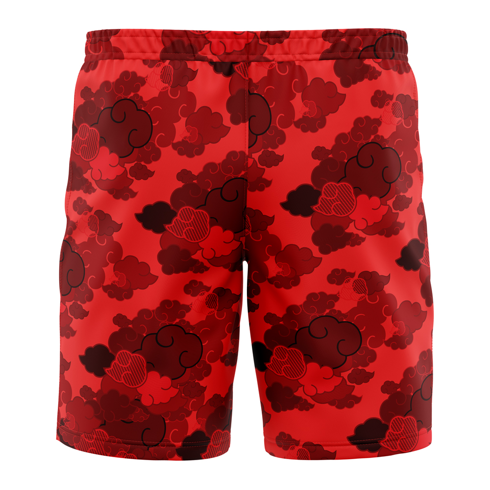 Red Aloha Akatsuki Naruto Shorts Swim Trunks - Image 3