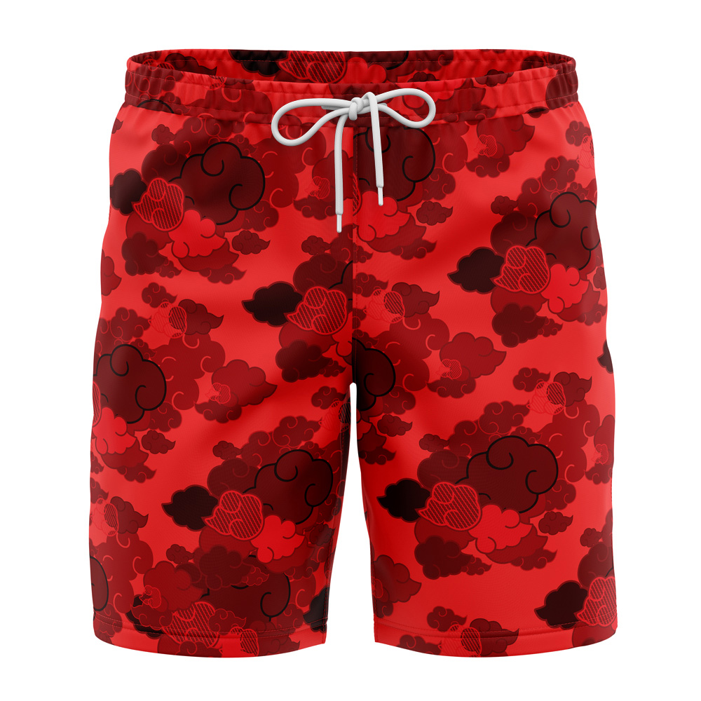 Red Aloha Akatsuki Naruto Shorts Swim Trunks