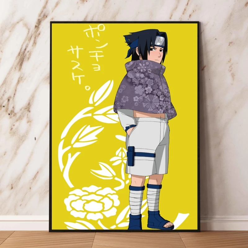 Uchiha Sasuke Yellow Background Wall Art