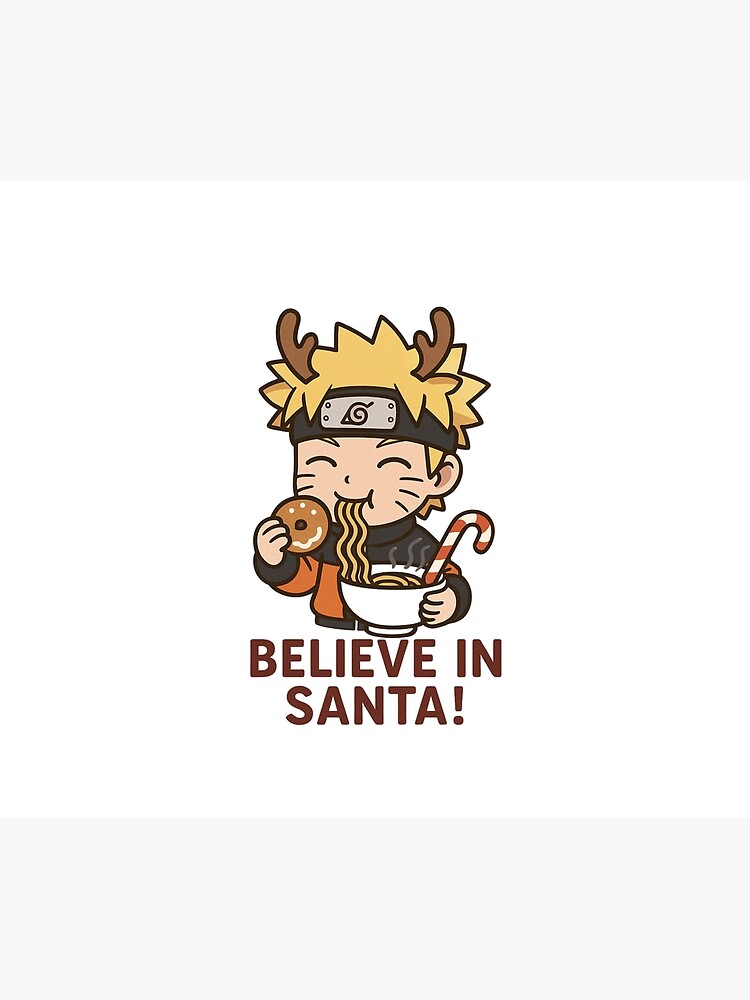 Chibi Naruto Christmas Believe In Santa Cute Holiday Ramen Design Tapestry - Image 2