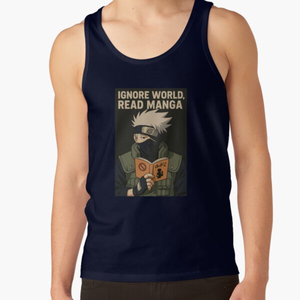 Ignore World Read Manga Kakashi Hatake Funny Anime Design Tank Top - Image 6