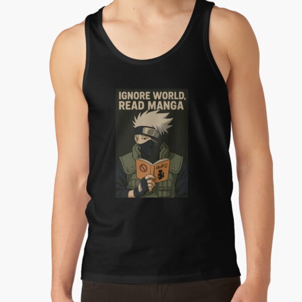 Ignore World Read Manga Kakashi Hatake Funny Anime Design Tank Top
