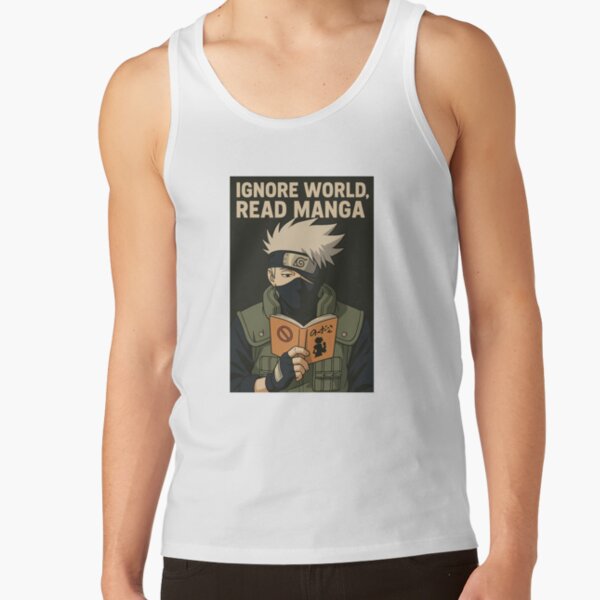 Ignore World Read Manga Kakashi Hatake Funny Anime Design Tank Top - Image 2