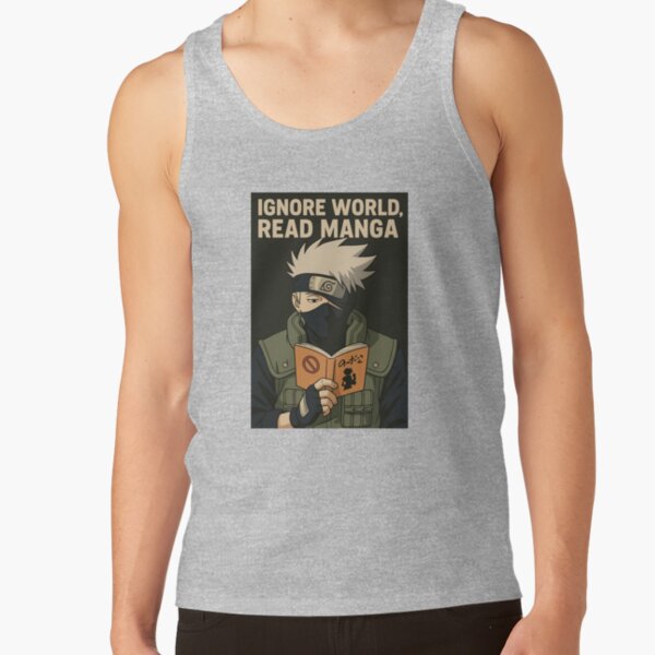 Ignore World Read Manga Kakashi Hatake Funny Anime Design Tank Top - Image 4