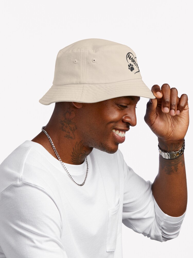 Naruto Cat Name In A Heart With A Paw Great Gift For Dog Or Cat Owners Bucket Hat - Image 3