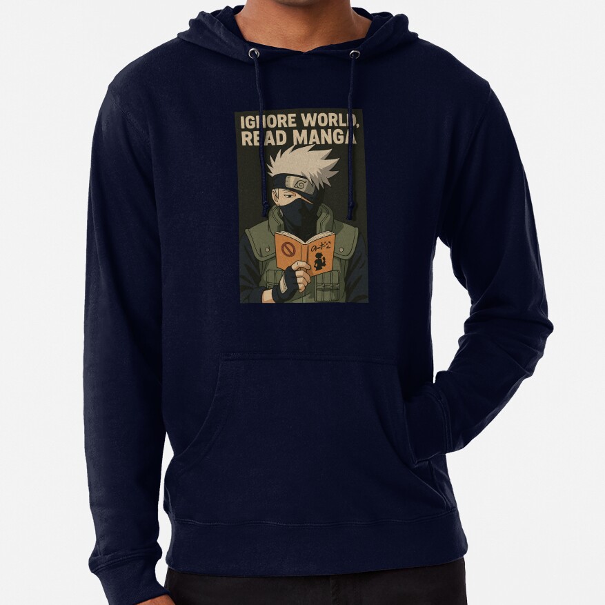 Ignore World Read Manga Kakashi Hatake Funny Anime Design Hoodie - Image 6
