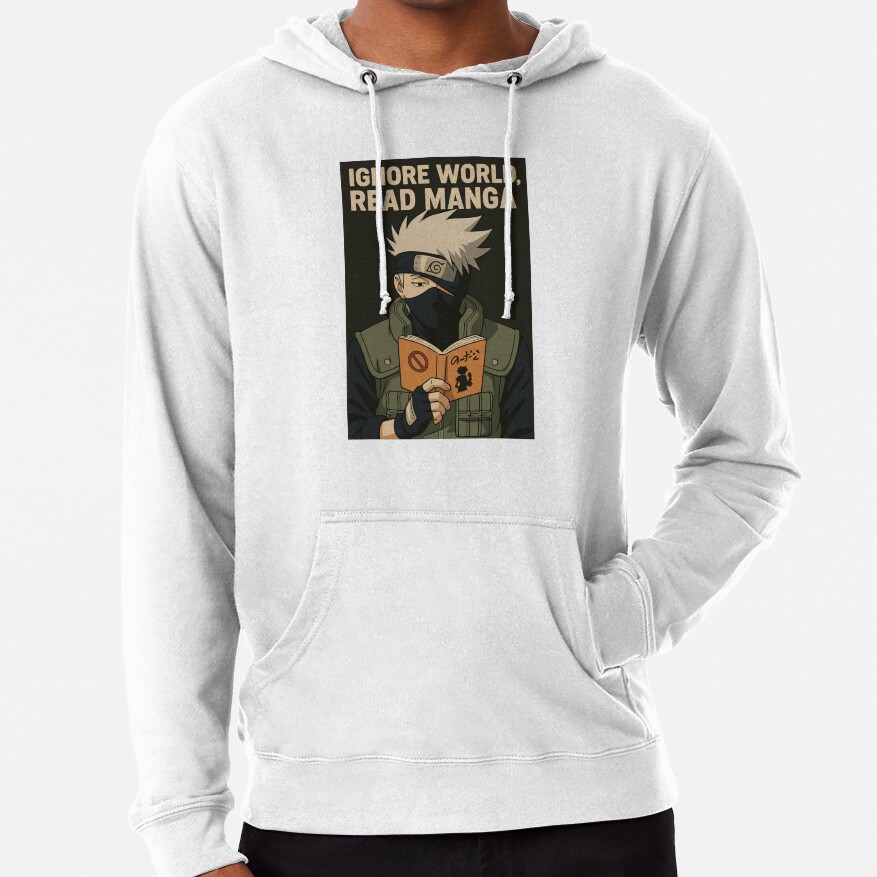 Ignore World Read Manga Kakashi Hatake Funny Anime Design Hoodie - Image 2