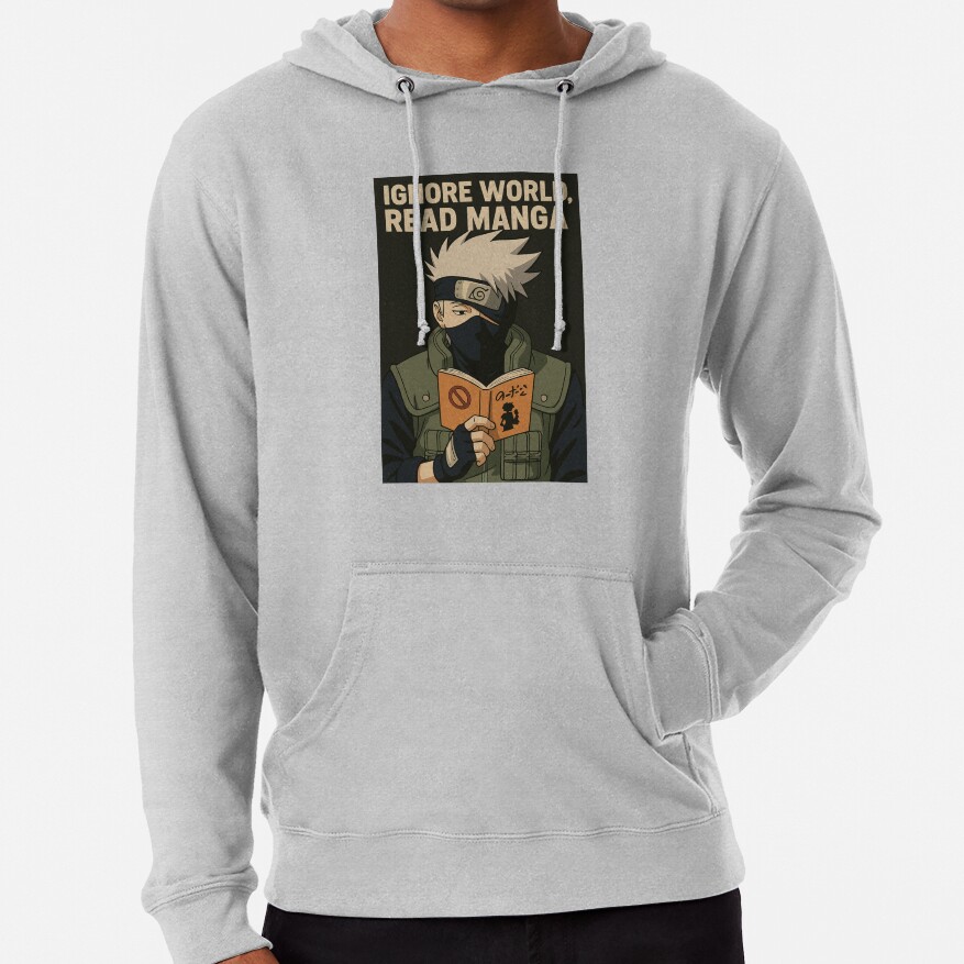 Ignore World Read Manga Kakashi Hatake Funny Anime Design Hoodie - Image 5