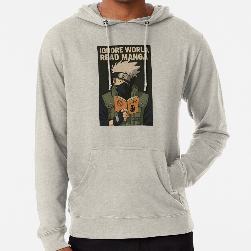 Ignore World Read Manga Kakashi Hatake Funny Anime Design Hoodie - Image 4