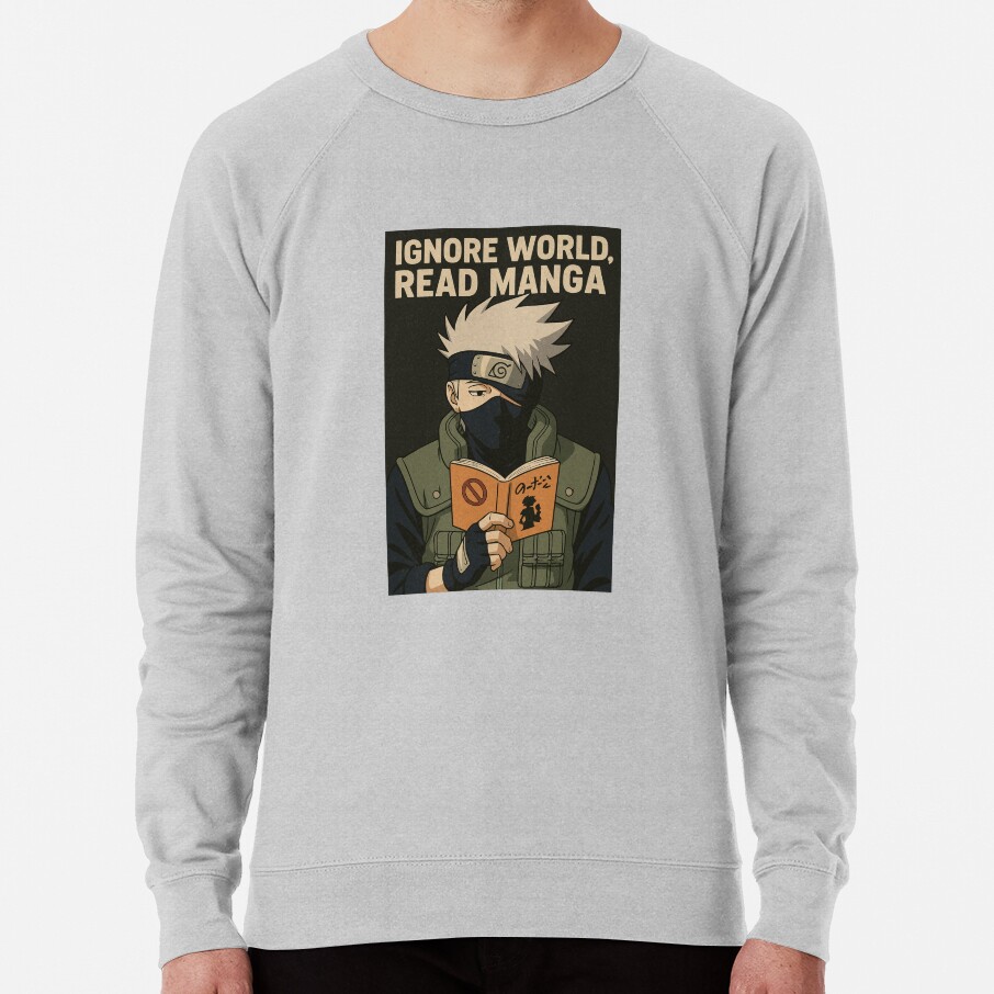 Ignore World Read Manga Kakashi Hatake Funny Anime Design Sweatshirt - Image 5