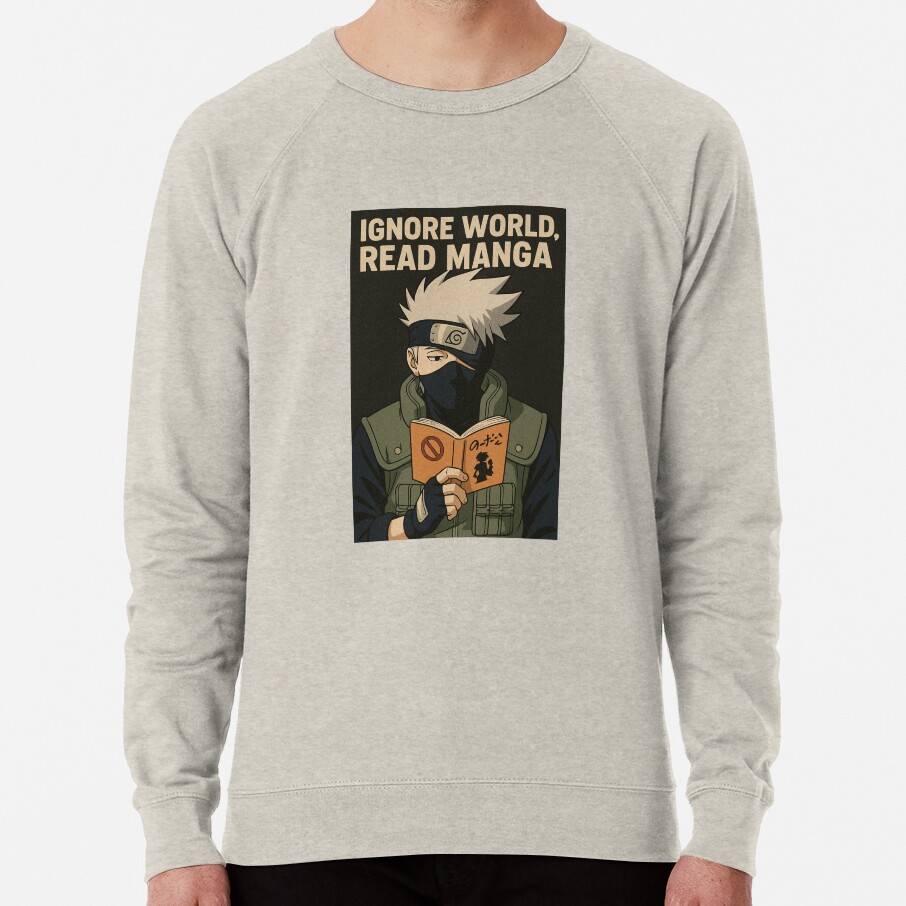 Ignore World Read Manga Kakashi Hatake Funny Anime Design Sweatshirt - Image 4