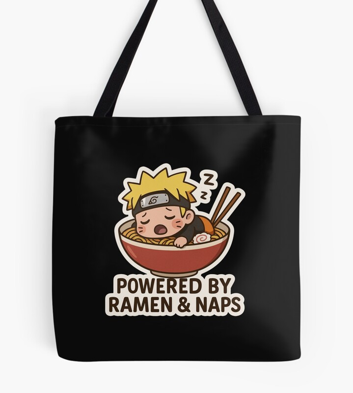 Sleepy Naruto Ramen Mode Chibi Funny Anime Sticker Tote Bag