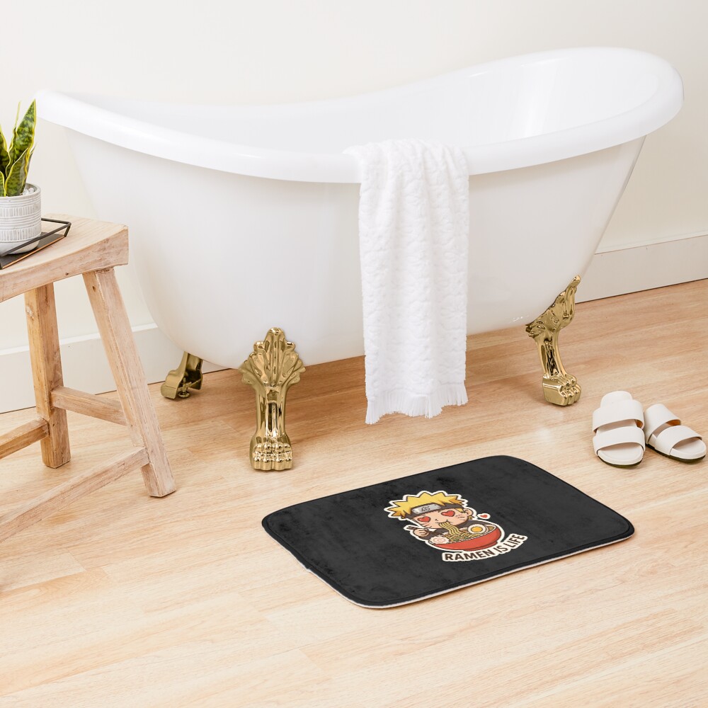 Chibi Naruto Ramen Lover Cute Kawaii Anime Bath Mat - Image 2