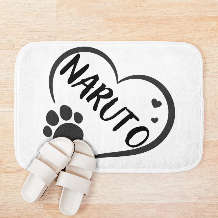 Naruto Cat Name In A Heart With A Paw Great Gift For Dog Or Cat Owners Bath Mat - Image 3