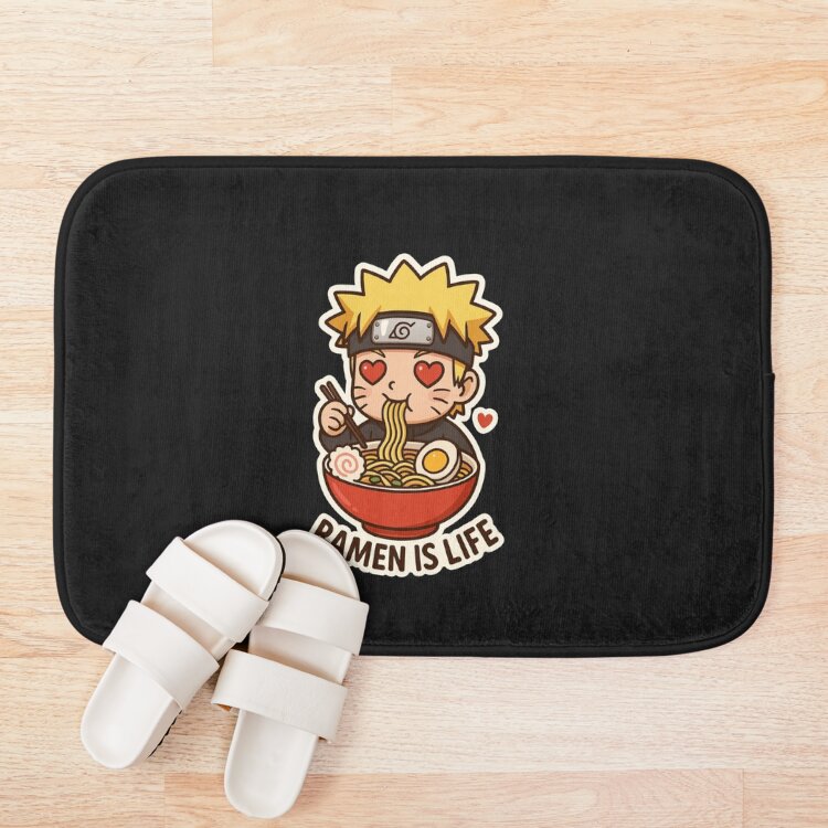 Chibi Naruto Ramen Lover Cute Kawaii Anime Bath Mat - Image 3