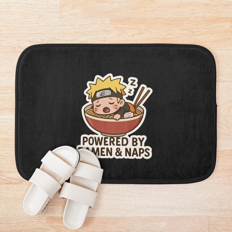 Sleepy Naruto Ramen Mode Chibi Funny Anime Sticker Bath Mat - Image 3