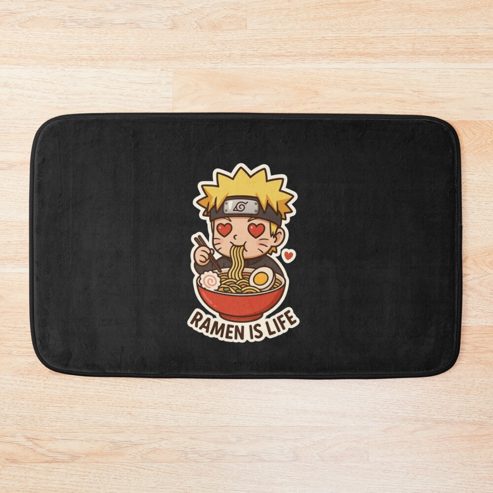 Chibi Naruto Ramen Lover Cute Kawaii Anime Bath Mat