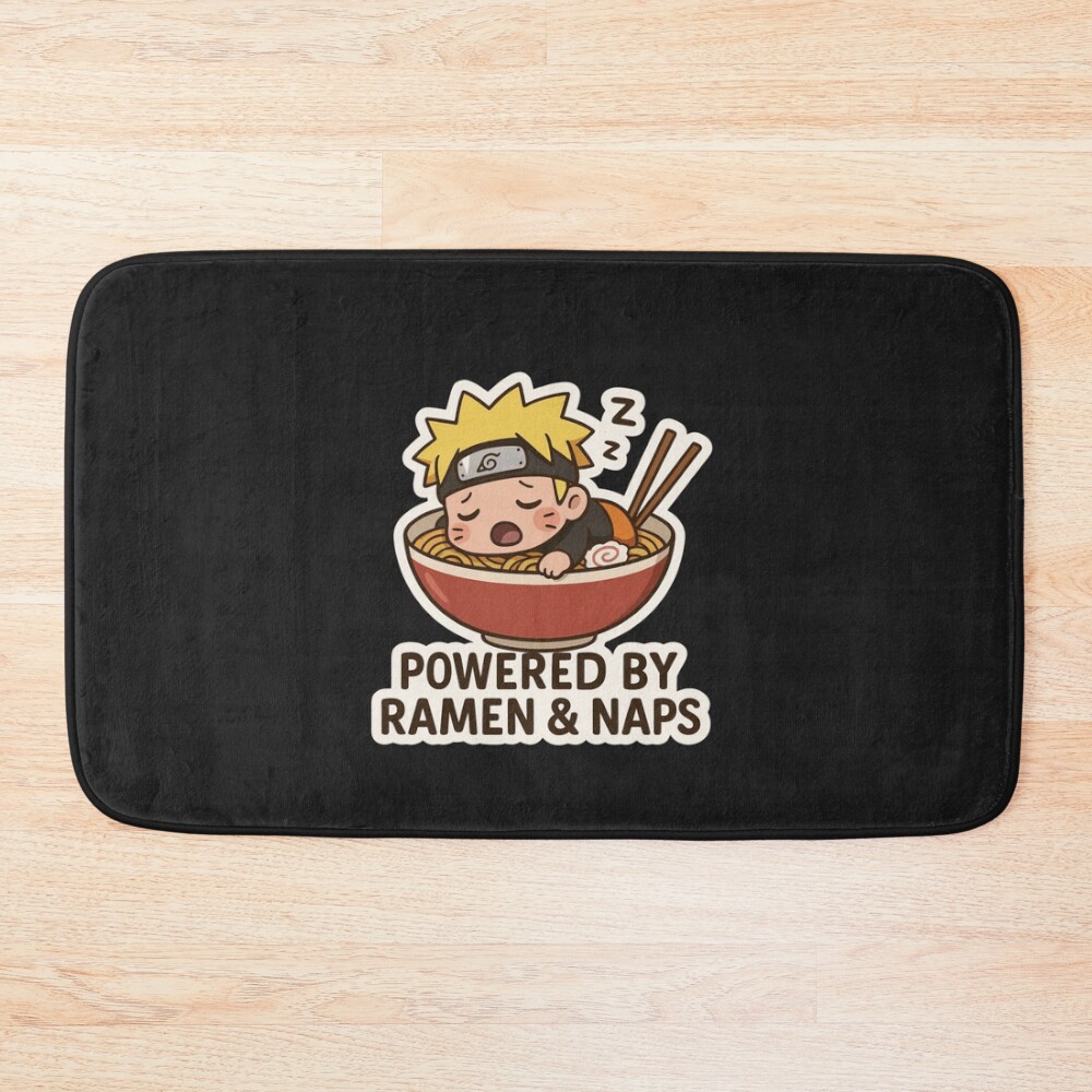 Sleepy Naruto Ramen Mode Chibi Funny Anime Sticker Bath Mat
