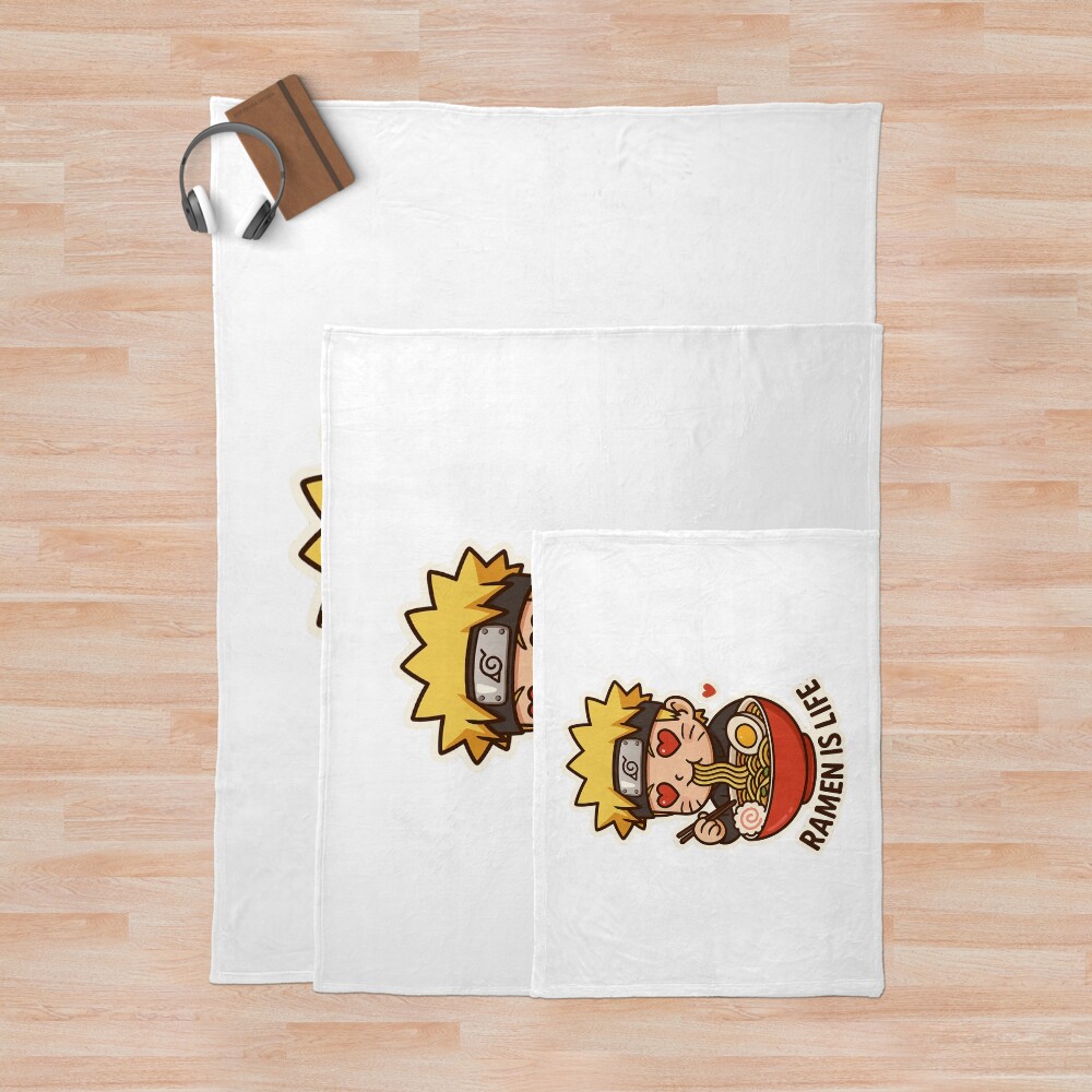 Chibi Naruto Ramen Lover Cute Kawaii Anime Throw Blanket - Image 3