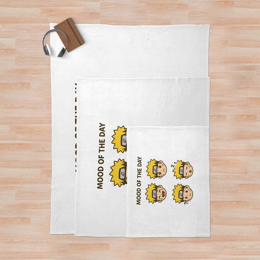Mood Of The Day Chibi Naruto Face Grid Funny Anime Stickers Throw Blanket - Image 3