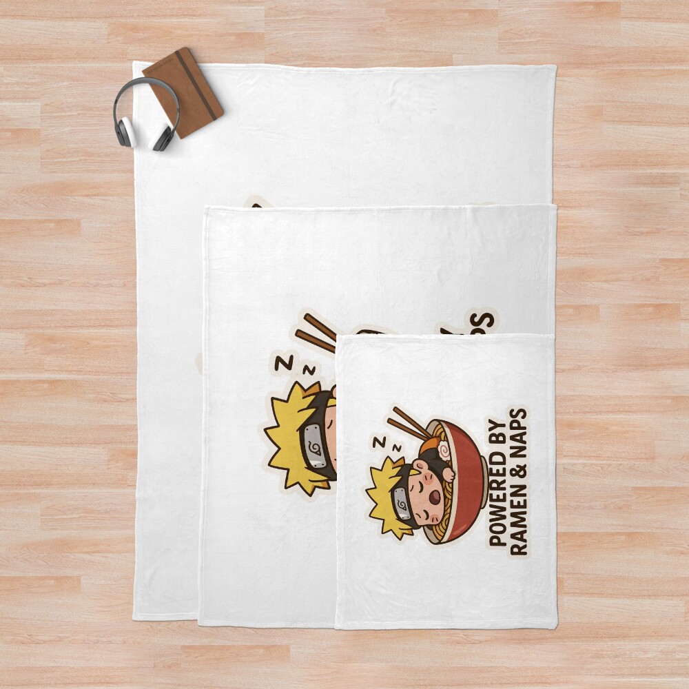 Sleepy Naruto Ramen Mode Chibi Funny Anime Sticker Throw Blanket - Image 3