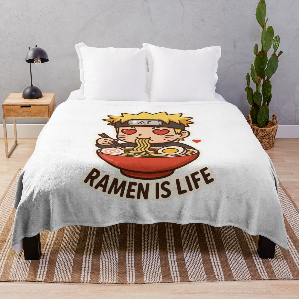 Chibi Naruto Ramen Lover Cute Kawaii Anime Throw Blanket