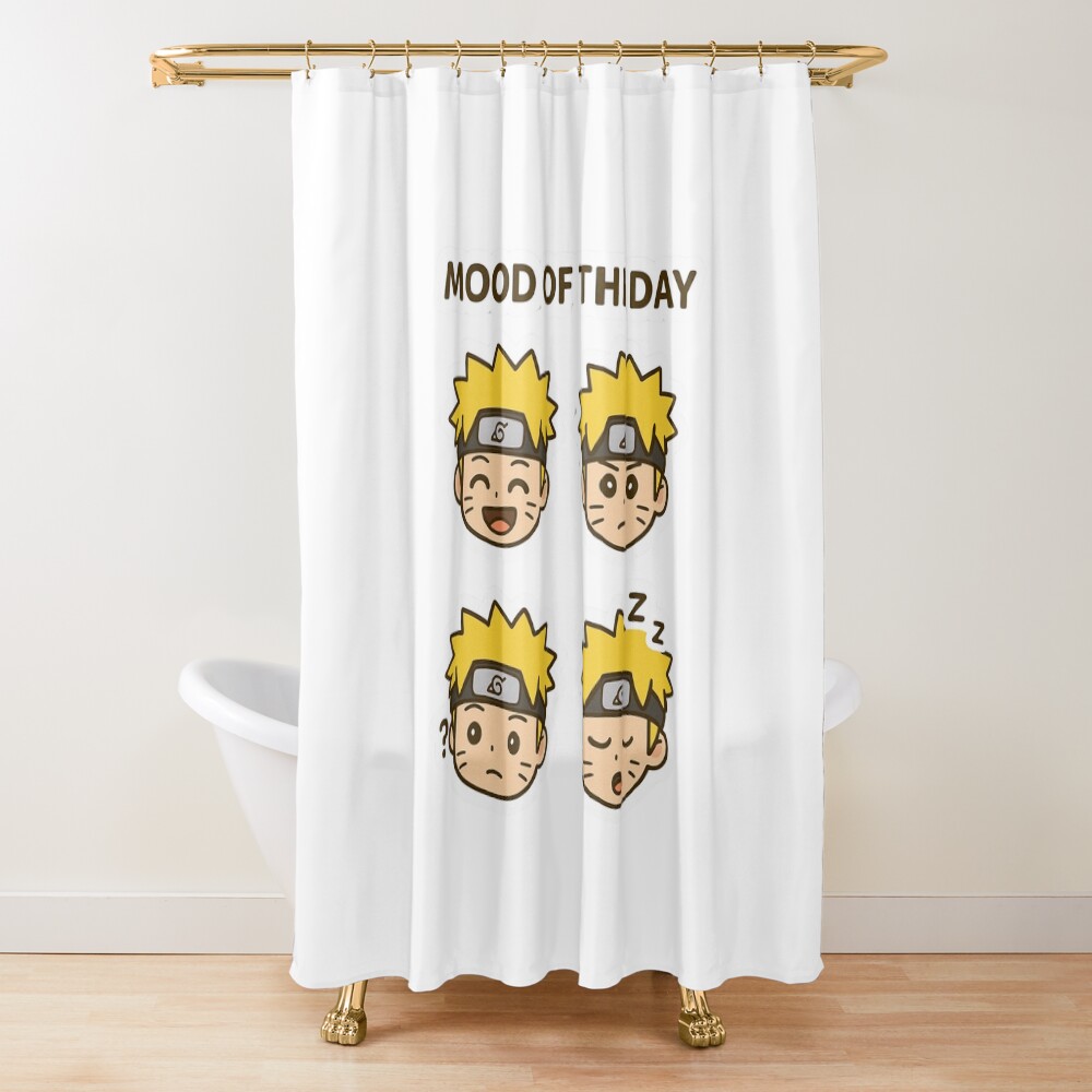 Mood Of The Day Chibi Naruto Face Grid Funny Anime Stickers Shower Curtain