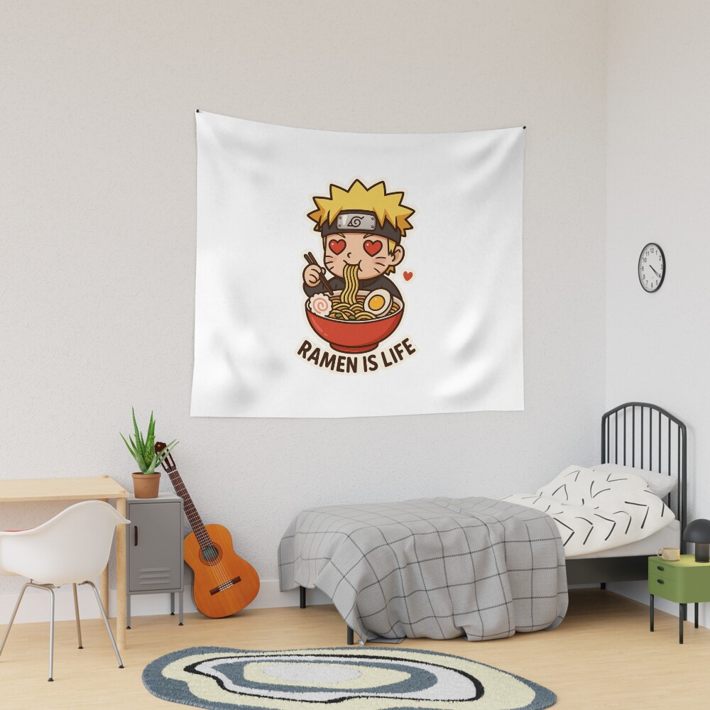 Chibi Naruto Ramen Lover Cute Kawaii Anime Tapestry