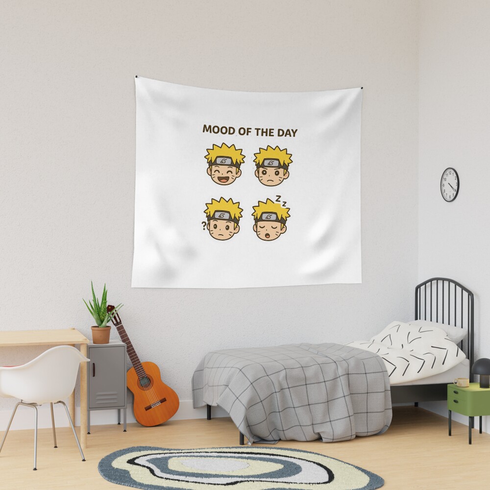 Mood Of The Day Chibi Naruto Face Grid Funny Anime Stickers Tapestry