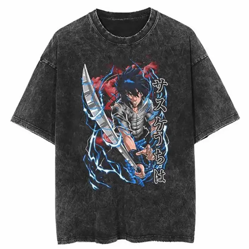 Naruto Anime Retro Illustration Mineral Wash T-Shirt