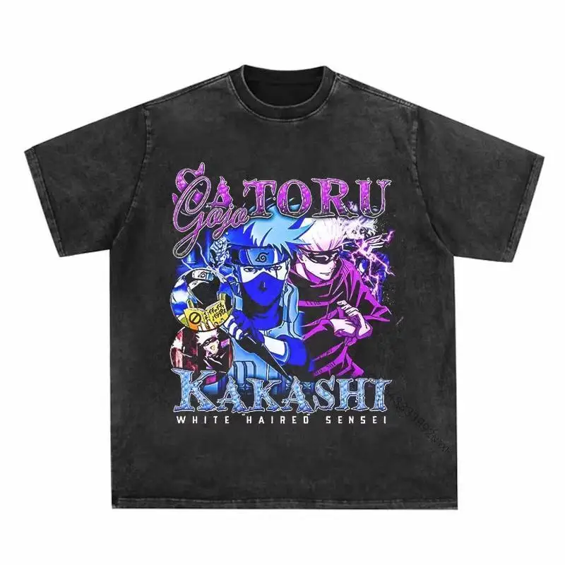 Naruto Anime Print Inspired Mineral Wash T-Shirt